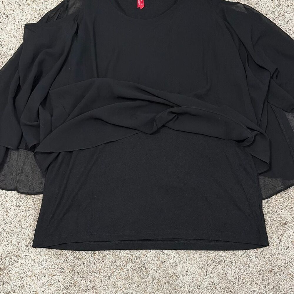 Ruby Ribbon Black Cold Shoulder Blouse Women’s Me… - image 4